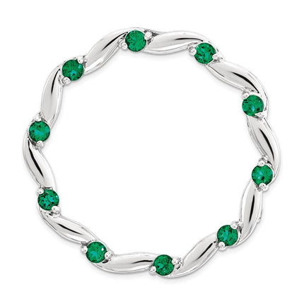Sterling Silver Stackable Expressions Large Created Emerald Chain Slide ,
