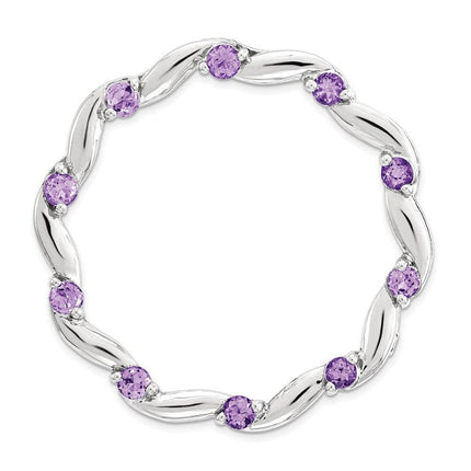 Sterling Silver Stackable Expressions Large Polished Amethyst Chain Slide ,