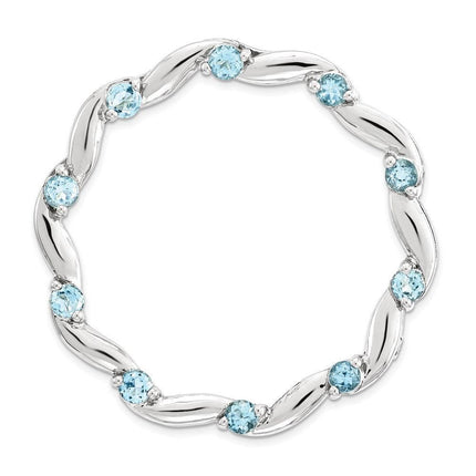 Sterling Silver Stackable Expressions Large Polished Blue Topaz Chain Slide ,