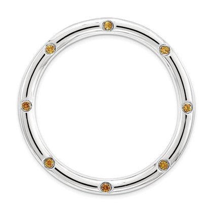 Sterling Silver Stackable Expressions Large Polished Citrine Chain Slide ,