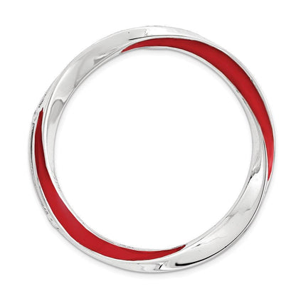 Sterling Silver Stackable Expressions Lg Polished Red Enameled Chain Slide ,
