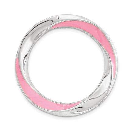 Sterling Silver Stackable Expressions Medium Pink Enameled Chain Slide ,