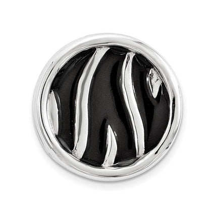 Sterling Silver Stackable Expressions Sm Blk Enameled ZebraPrintChain Slide ,