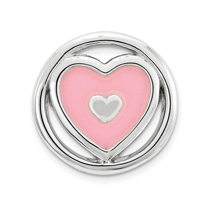 Sterling Silver Stackable Expressions Small Pink Enameled Heart Chain Slide ,