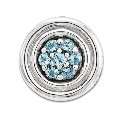 Sterling Silver Stackable Expressions Small Polished Blue Topaz Chain Slide ,