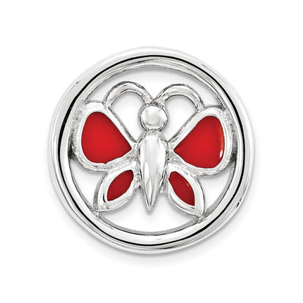 Sterling Silver Stackable Expressions Small Red Butterfly Chain Slide ,