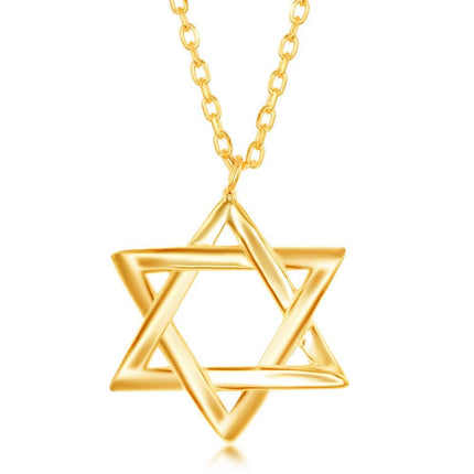 Sterling Silver Star of David Necklace - Gold Plated ,