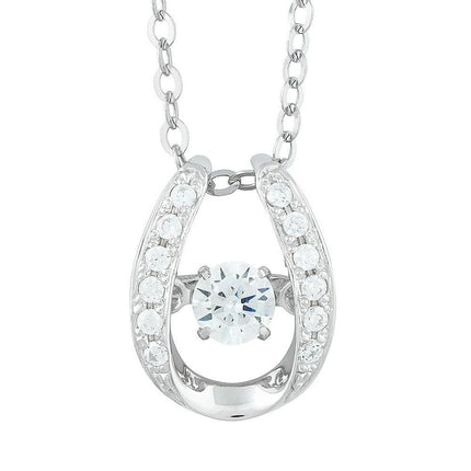 Sterling Silver Stone Horseshoe Pendant Chain ,
