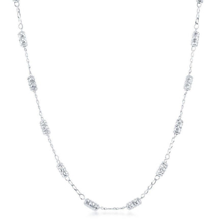 Sterling Silver Striped Rod Design Necklace ,