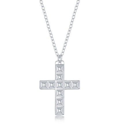 Sterling Silver Studded Cross Design Necklace ,