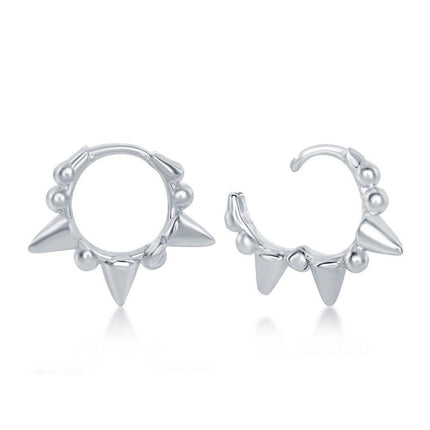 Sterling Silver Studded Mini Hoop Earrings ,