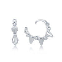 Sterling Silver Studded Mini Hoop Earrings ,