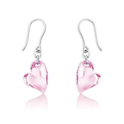Sterling Silver Swarovski Crystal Heart Earrings ,