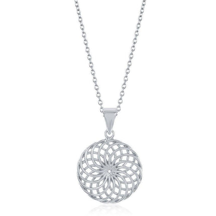 Sterling Silver Swirl Flower Necklace ,