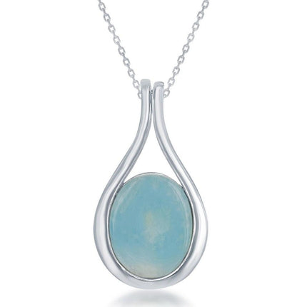 Sterling Silver Teardrop Larimar Pendant ,