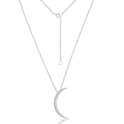 Sterling Silver Thin Crescent Moon Necklace ,