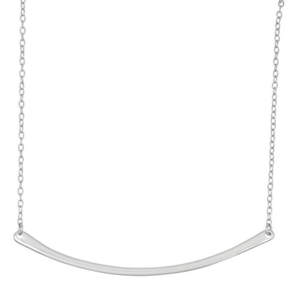 Sterling Silver Thin Curved Bar Necklace ,