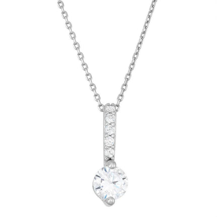Sterling Silver Thin CZ Bar Pendant ,
