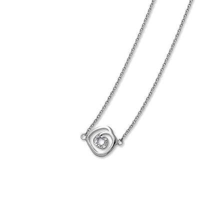 Sterling Silver Thin Swirl with CZ Baguettes Necklace ,