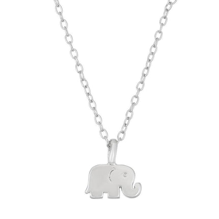 Sterling Silver Tiny Shiny Elephant Necklace ,