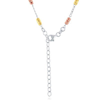 Sterling Silver Tri-Color Striped Rod Necklace ,