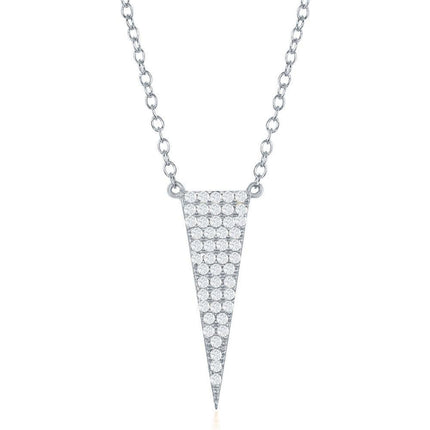 Sterling Silver Triangle CZ Necklace ,