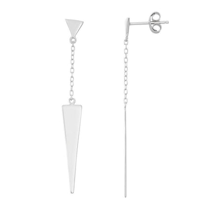 Sterling Silver Triangle with Dangling Larger Triangle Earrings ,