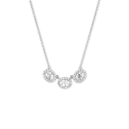 Sterling Silver Triple Oval CZ Necklace ,