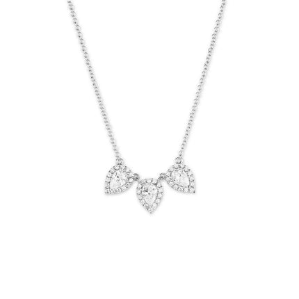 Sterling Silver Triple Teardrop CZ Necklace ,