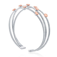 Sterling Silver Triple Wire Designer Bangle with Rose GP Beads ,
