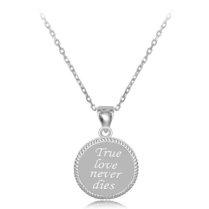 Sterling Silver "True Love Never Dies" Pendant Chain ,
