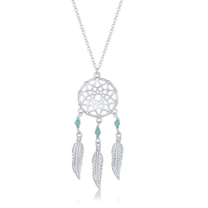 Sterling Silver Turquoise Dream Catcher Necklace ,