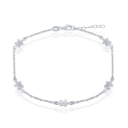 Sterling Silver Turtles Anklet ,