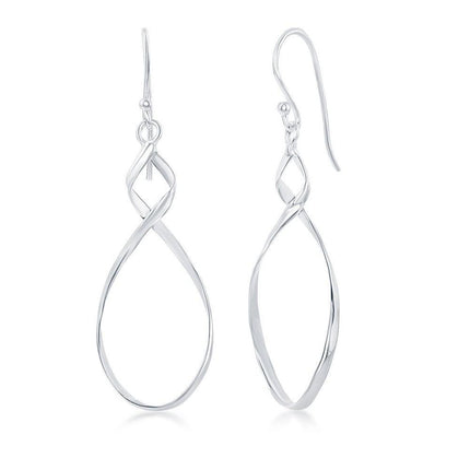 Sterling Silver Twist Design Dangle Earrings ,