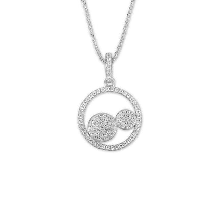 Sterling Silver Two Center CZ Circles Pendant ,