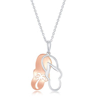 Sterling Silver Two Tone Flip Flop Necklace ,