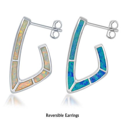 Sterling Silver U Shaped Sideways Hoop Earrings ,
