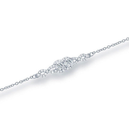 Sterling Silver Us2gether Center Two-Stone with Small CZ Bracelet ,