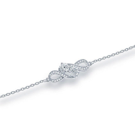 Sterling Silver "Us2gether" Overlapping Two-Stone CZ Bracelet ,
