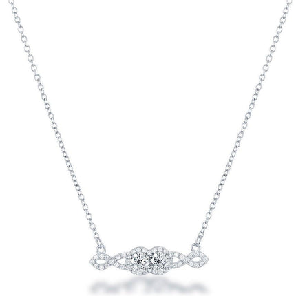 Sterling Silver Us2gether Two-Stone CZ Center Necklace ,