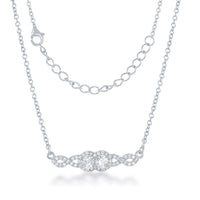 Sterling Silver Us2gether Two-Stone CZ Center Necklace ,