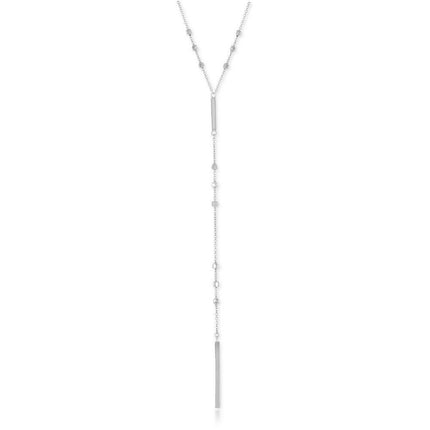 Sterling Silver Vertical Bars Lariat Beads Necklace ,