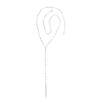 Sterling Silver Vertical Bars Lariat Beads Necklace ,