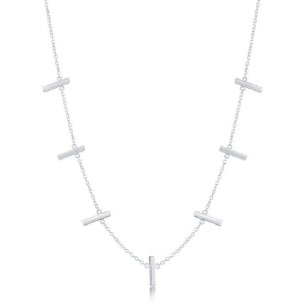 Sterling Silver Verticle Bars Necklace ,