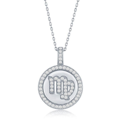 Sterling Silver Virgo Zodiac Disc Pendant Chain ,