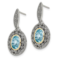 Sterling Silver w/ 14K Accent Light Swiss Blue Topaz Earrings ,