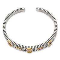 Sterling Silver w/14k 1.74tw Gemstone Cuff Bracelet ,