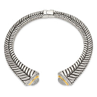 Sterling Silver w/14k 1/2ct. Diamond Hinged Cuff Bracelet ,