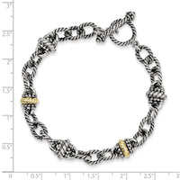 Sterling Silver w/14k 7.5in Link Bracelet ,