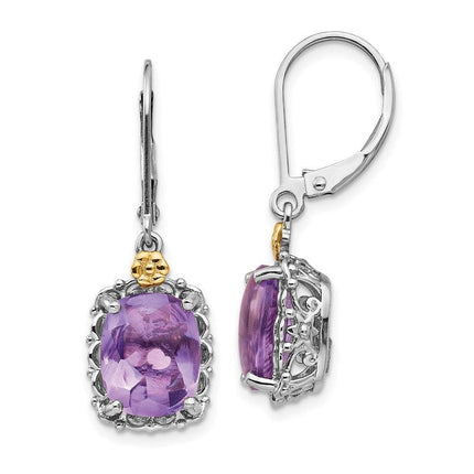 Sterling Silver w/14k Amethyst Earrings ,